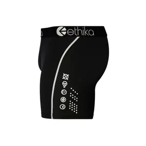 Ethika Subzero Performance Black Mens Mid Fit Short with Hyper Cooling Fabric & Jacquard Waistband