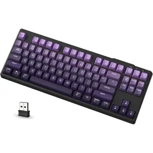 Wireless Gaming Keyboard, 87 Keys Rainbow Lights TKL Mechanical Feeling Keyboard, Bluetooth-compatible 5.0/2.4G Dual Mode PC Keyboards for Office/Gaming