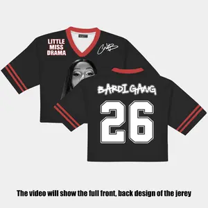 BardiGan Fly Croptop Mesh Jersey Style Shirt, Little M.Drama Worldtour Baseball jersey, Special Gift For Rap/Rock/Music Fans