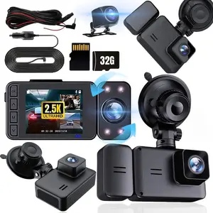 1600P Full Car Camera Front Rear with Free 64GB SD Card,HDR,Dashcam for Cars,Night Vision,Loop Recording,WDR,24H Parking Mode,Driving Recorder, No App wearable action body cam worn light bulb security built-in super night vision Compact FHD Zoom Digital