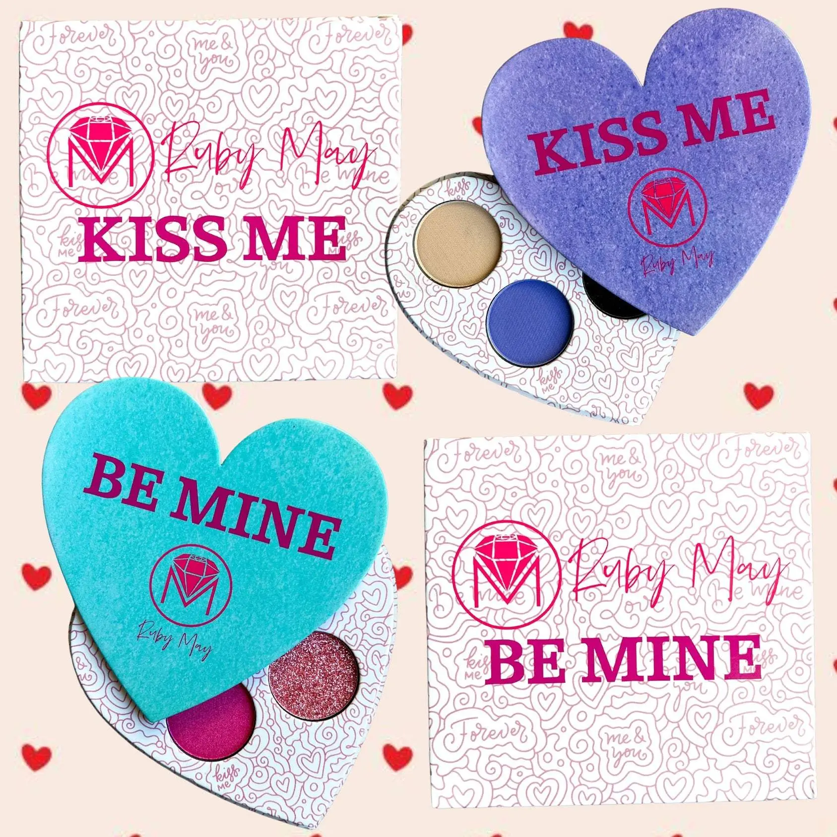 RUBY MAY Be Mine Themed Eyeshadow Palette - Highly Pigmented Cosmetic 4-Shade Palette, Limited Edition Eye Makeup for Makeup Enthusiasts