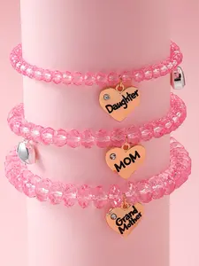 Crystal Heart Pendant Necklace, Multifaceted Cut Quartz Jewelry, Engraved Mother Daughter Grandmother Charm