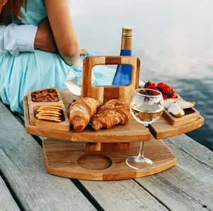 Glamping Retreat Portable Wine Table and Charcuterie Board