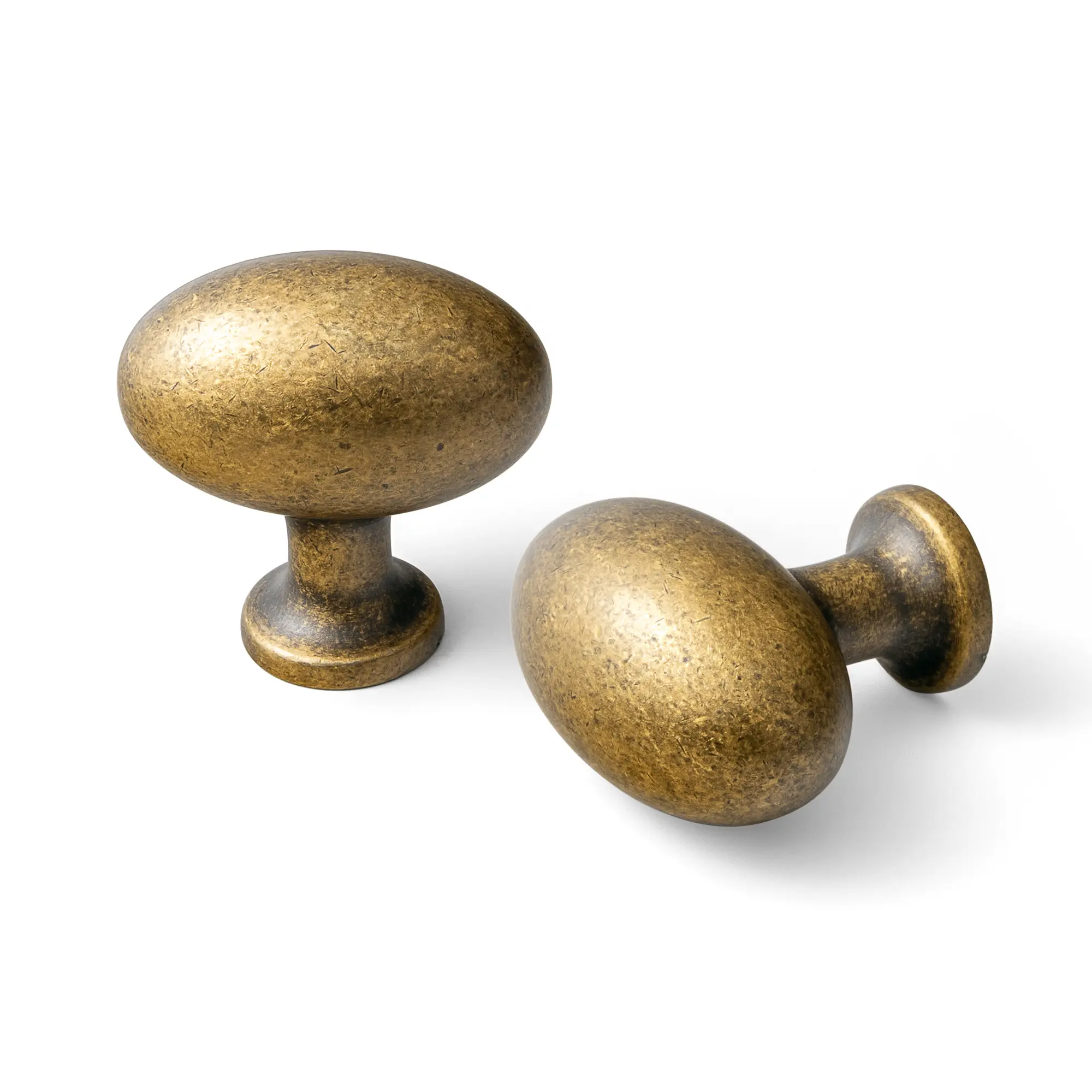 Goo-Ki 6-Pack 1.2Inch(36MM) Oval Antique Brass Zinc Alloy Cabinet Knobs for Drawer, Dresser, Cupboard