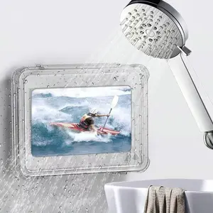 Waterproof tablet stand, tablet storage box, rotatable touchscreen tablet stand, anti drop, wall mounted stand, home office tablet accessory, suitable for kitchen, bathroom, swimming pool, Tablet Holder