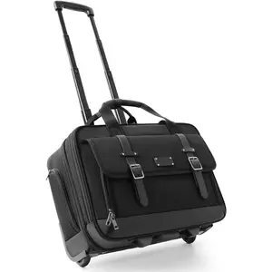 Rolling Laptop Bag, Briefcase for Men and Women, 16 Inch  Bag with Wheels Underseat Carry  Luggage, Laptop Briefcase Case for Work, Travel, College Teacher, Mobile Office Bag, Black