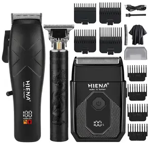 HIENA 3-in-1 Wireless Grooming Kit | LED Display, USB Fast Charging, Cordless Hair Trimmer, Home Haircut, Body Hair Trimmer and Grooming Tool, Skin-Friendly Blade Without Irritation, Suitable for Sensitive Skin, Ideal Holiday Gift