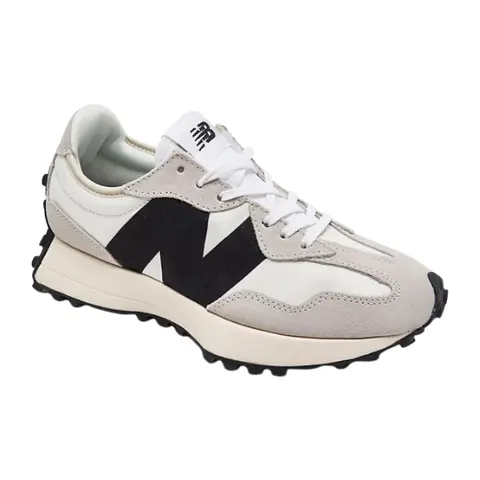 New Balance Women's 327 White/Black Lace-Up Retro Casual Footwear Sneakers - Suede & Nylon Upper, Feminine Casual Trainers, All Season Shoes