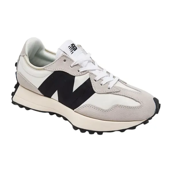 New Balance Women's 327 White/Black Lace-Up Retro Casual Footwear Sneakers - Suede & Nylon Upper, Feminine Casual Trainers, All Season Shoes
