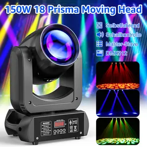 2PCS Moving Head Light LED 150W Beam Effect 2 °   Beam Angle Spotlight 17 Patterns  Rotating Dual Prism DMX512 DJ Stage Light with Large Aperture Lens for Festivals Dances Weddings and Parties