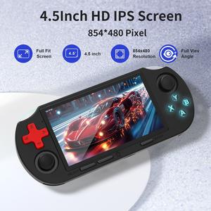 gaminja 4.5 inch ips screen portable handheld game console, dual-core retro gaming device with rgb lighting effects, supports 14 emulators including ps1 gba sfc