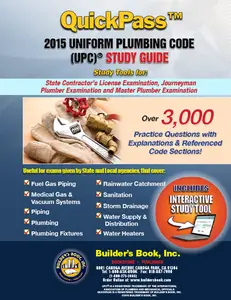 QuickPass 2015 Uniform Plumbing Code (UPC) Study Tool Book with Online Study Program