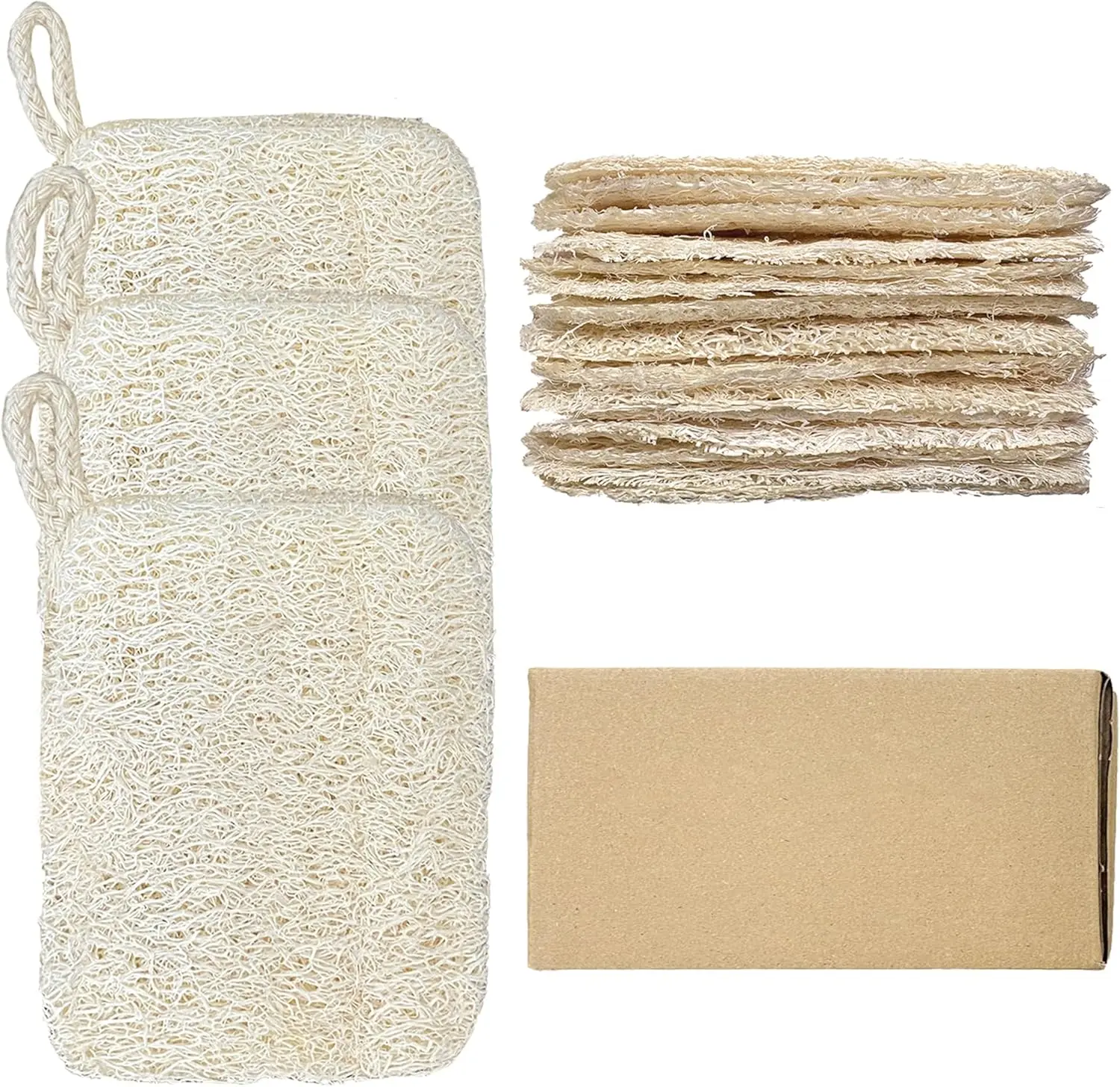 Natural Cleaning Sponges 100% Organic Luffa Dish Scrubber Plant-Based Compostable Kitchen Dishwasher Sponge Cleans Sink Grout & Tile Non Scratch Scouring Pad 4.4 x 2.8 in Pack of 3 Stainless Steel Grill and Cookware Lavender Lemon Wood Hotel Diffuser Oil