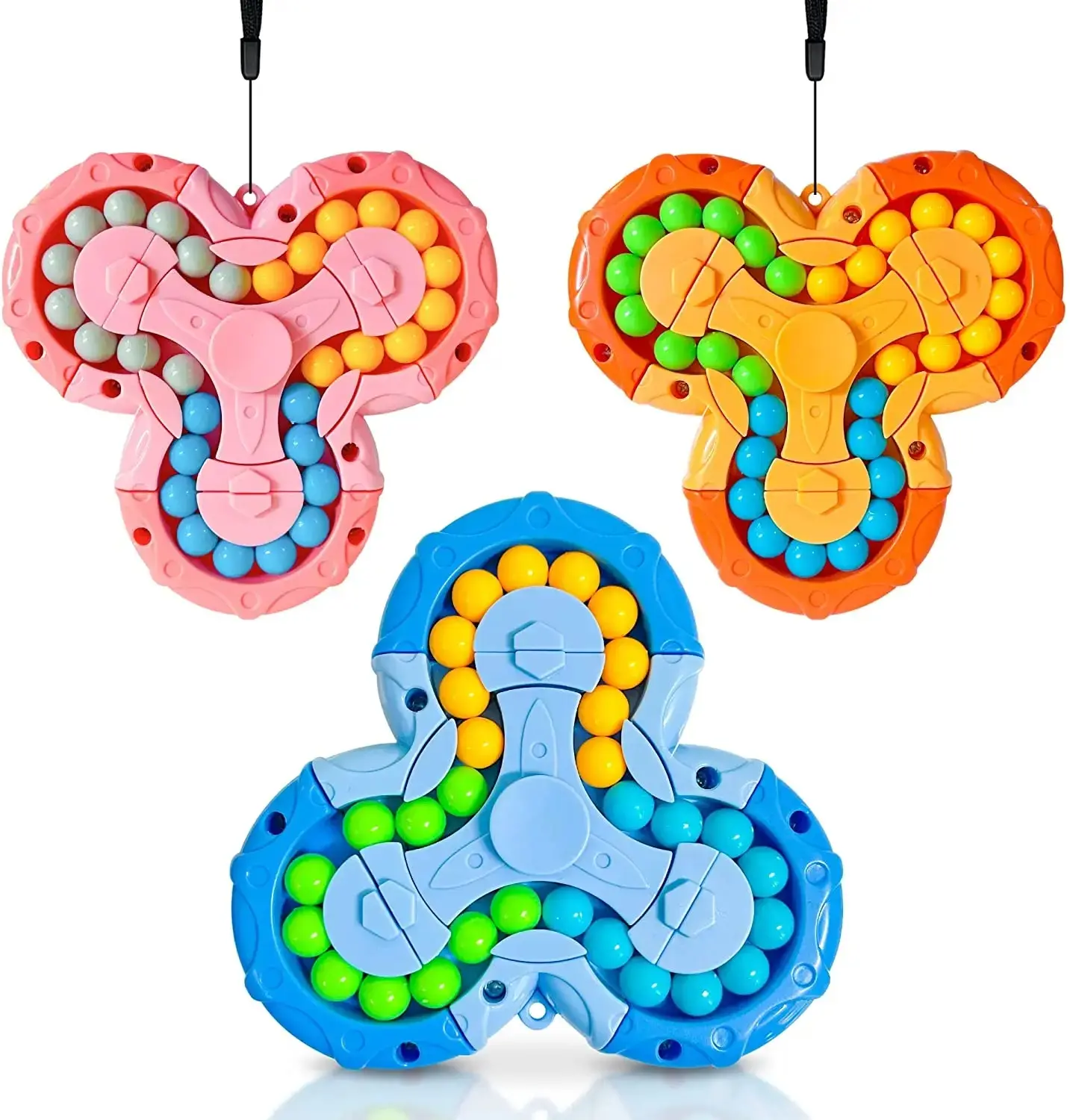 Rotating Magic Bean Fidget Toy Hand Spinner Office Relief Stress Anxiety Decompression Puzzle Cube Educational Beads Kids Adults