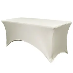 Stretch Spandex 8 ft Rectangular Table Cover Ivory
