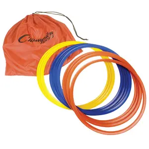 212 MAIN 16-in. Gymnastic Speed Ring Set - 4-Piece Red, Yellow, Blue Set for Agility Drills, with Portable Setup and Carry Bag, Gymnastic Rings