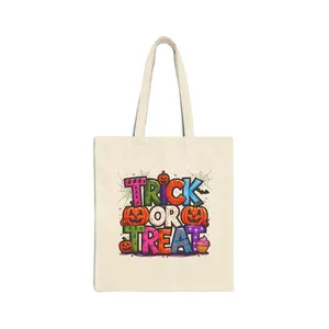 Halloween Tote Bag for Kids, Trick or Treat Bag, Customizable Gift for Children, Halloween Party Favor, Eco-Friendly Canvas Bag