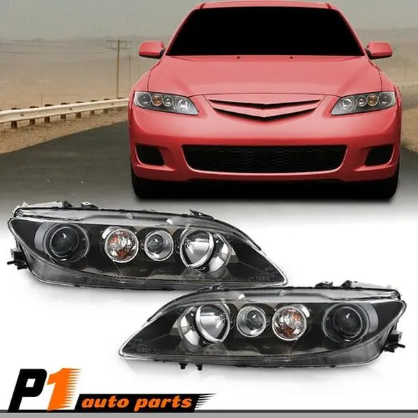 Halogen Front Headlights for 2006-2008 Mazda 6, Durable Car Headlamps Pair, Easy-Install Left & Right Side Units
