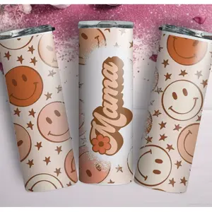 "Mama" Happy Stars 20 oz Skinny Tumbler (Can be personalize)