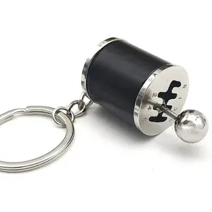 Shifter Gear Keychain - 6 Speed Gear Box Mini Car Shift Stick Knob Keyring, Key Fob Accessory (Black)