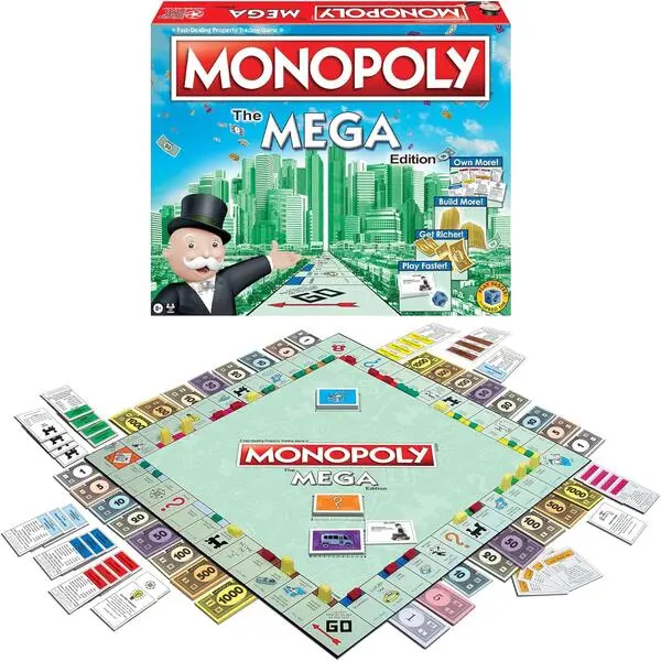 Mega Edition Board Game with Speed Die, Classic Family Strategy Game for Kids and Adults, Winning Moves USA, 2–8 Players