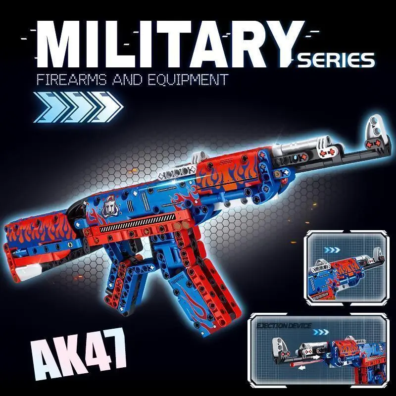 AK 47 building block gun can fire deformation assembled toys diamond 8-16 years old children puzzle boy eat chicken