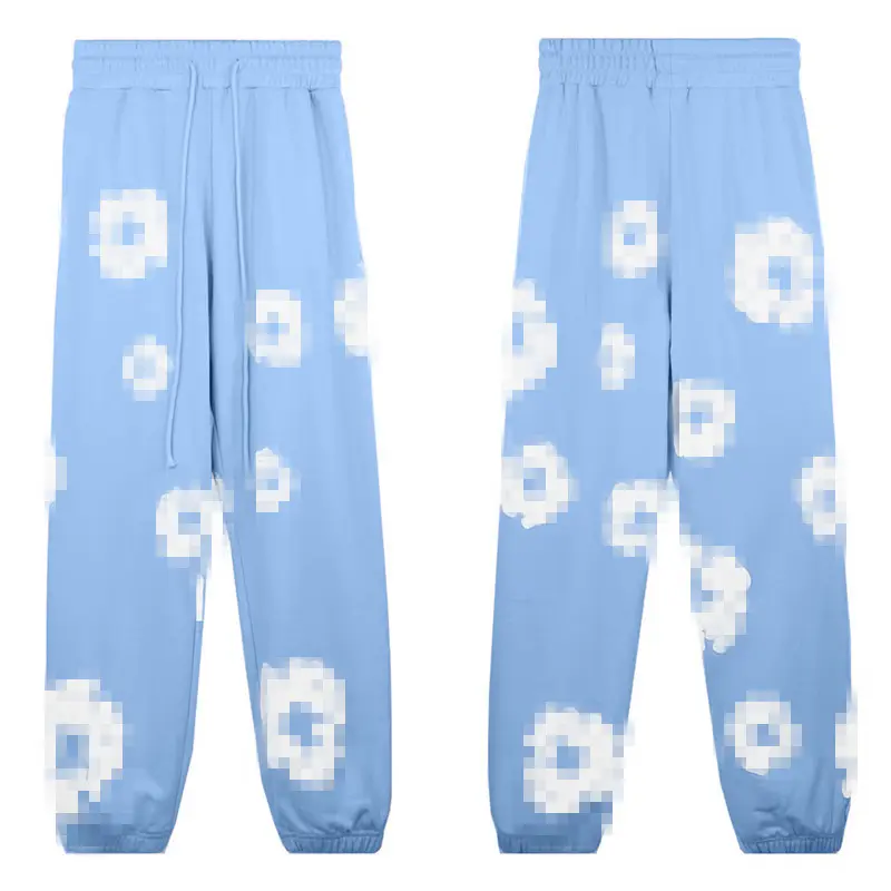 Misty blue pants (white floral wreath)