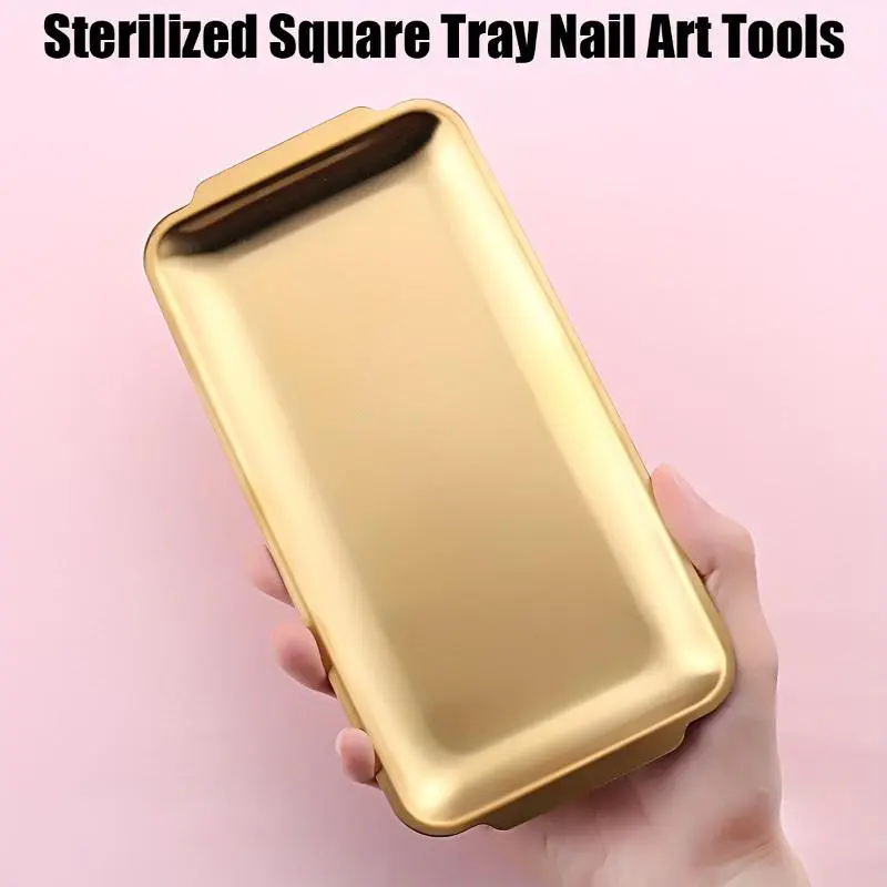 Square storage tray, multi-purpose nail tool storage tray, nail clipper tray, nail studio desktop tool storage tray, cosmetics jewelry nail pen rhinestone storage tray, Metal Organizer, Organizer Storage Supplies