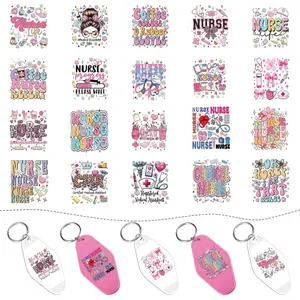 UV DTF Transfer Stickers - 8 Sheets Nurse Motel Keychain Stickers, Medical Assistant UV DTF Wraps Keychain Blanks Stickers Decals Holiday Gifts for Hospital Nursing