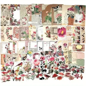 200PCS Vintage Scrapbooking Supplies Kit for Journaling Scrapbook Sticker Paper Pack for Bullet Journals Junk Journal Planners Aesthetic Cottagecore Room Decor Wall Art Collage Album with Colorful Ephemera and Nature-Inspired Elements Supply