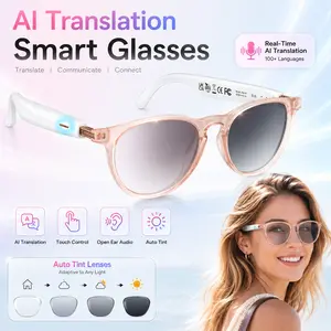 AI Smart Translation Glasses – Supports 164 languages, video translation, music, and calls; features high-definition audio, ChatGPT, an AI voice assistant, and color-changing lenses; unisex design