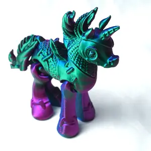 3D printed unicorn model toys, flexible joint animal doll statues, home and office desk decorations, holiday surprise gifts Figurine