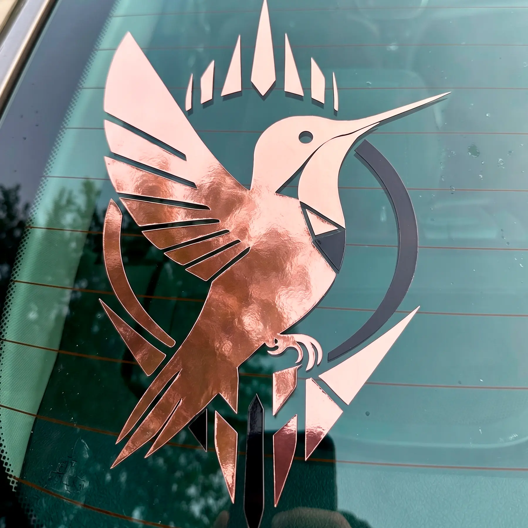 Metallic Copper Hummingbird Decal Sticker 4" x 3" | Premium Chrome Vinyl | Waterproof Car Window Laptop Outdoor Decal