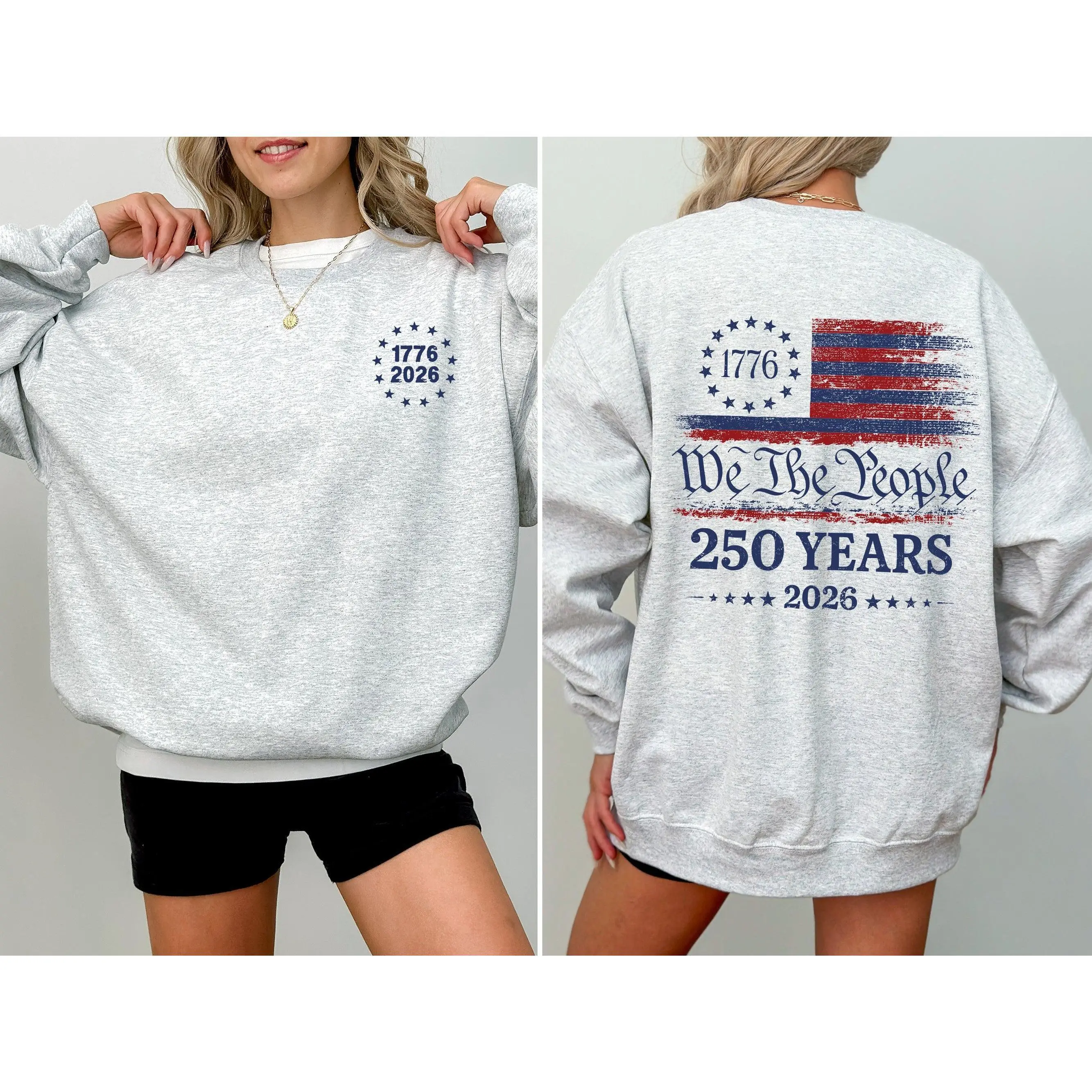 We The People, 250 Years, Patriotic, Flag, USA, 4th of July pocket Sweatshirt