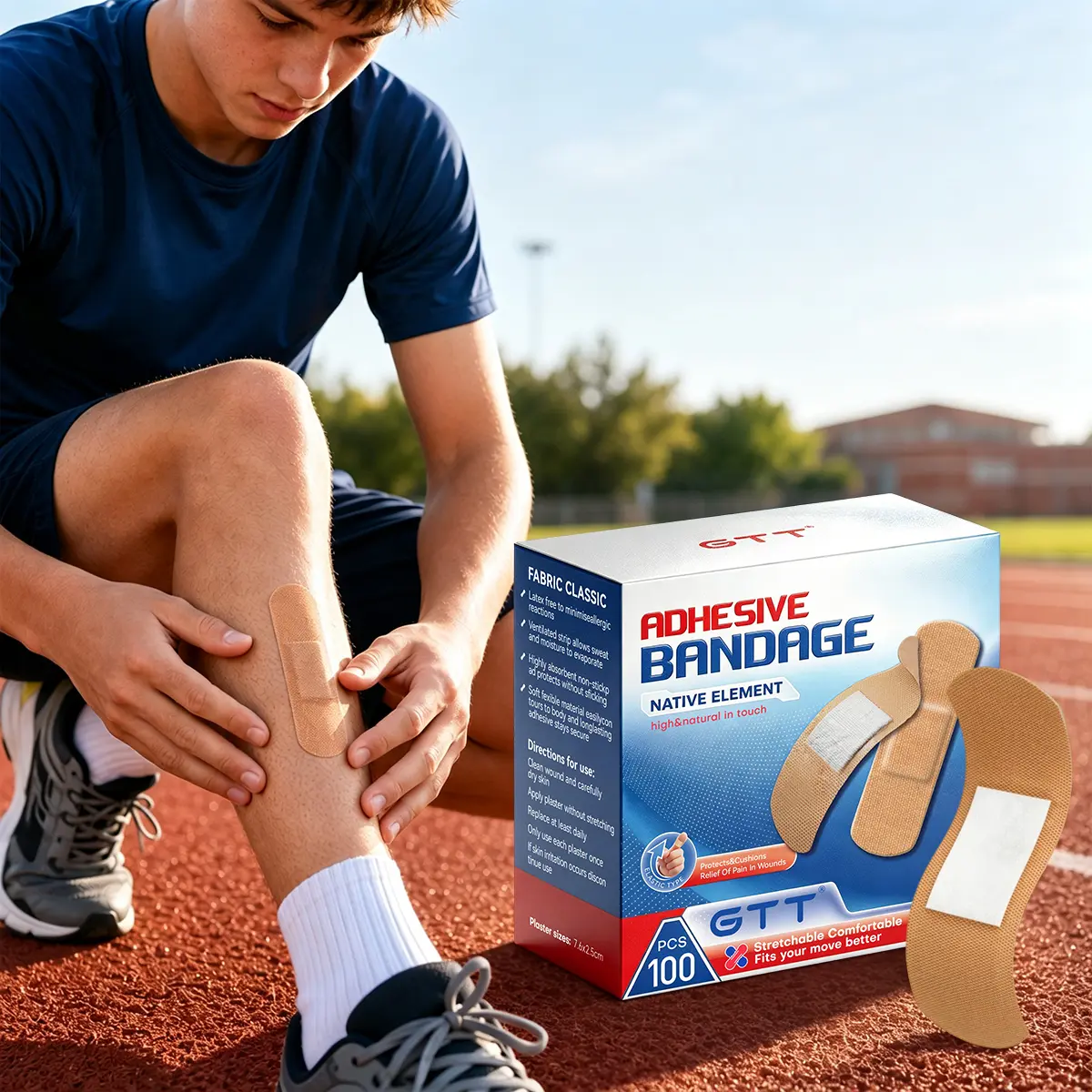 GTT Sterile Adhesive Bandage Plasters, 100/400Pack Basic Care Flexible Fabric, Cushioned Pad Eases Sore Spots, Breathable Non-Stick 1x3In, Latex-Free, Home/Travel/Work Ready, Bandage Plasters & Dressing Supplies, Sterile Wrap, Cleaner Care, Home, Travel,