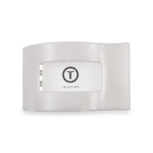 TELETIES - Coconut White Medium Flat Rectangle Hair Clip - Lay Flat, Strong Grip, Nearly Unbreakable