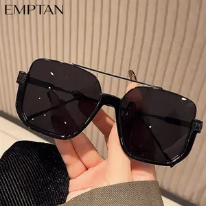 EMPTAN Unisex Retro All-match Tinted Lens Aviator Sunglasses, Semi-Rimless Summer Vintage Trendy Glasses, Fashionable Sunglasses Men Women for Outdoor Activities, His and Hers Gifts