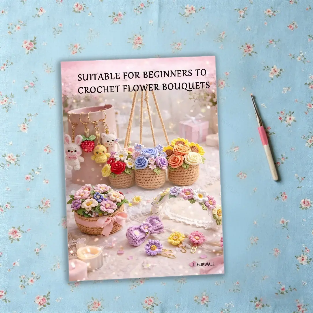 Beginner-Friendly Crochet Flower & Accessories Pattern Book, Floral Craft, Easy-To-Use Instructions, Perfect for Beginners, Ideal Gift for Craft Enthusiasts