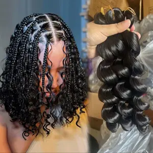 Italian Curl Synthetic Crochet Hair for Black Women Short Bob Boho Hairstyle with French Loose Curl Box Braiding