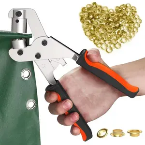 2026 Hot Selling Sewing eyelet pliers set, includes 300 10mm eyelets, handheld eyelet tool kit, hole punch pliers, and crimping kit. Suitable for fabric, tarpaulin, leather goods, and metal materials. Features ergonomic design and double lever mechanism