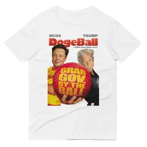 Dogeball Musk & Trump "a TRUE underdoge story" Unisex White Tee