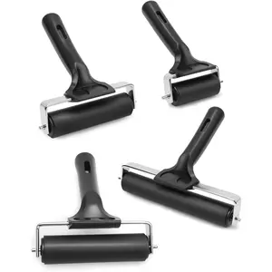4 Pack Durable Rubber Brayer Rollers for Crafting, Ink Roller for Printmaking, Great for Gluing Application Diamond Painting Block Printing (2.4'', 4'', 5.9'', 7.9'')