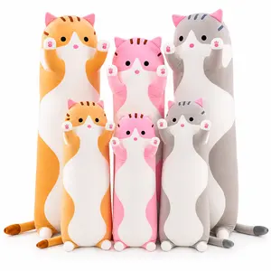CHUBBYJOY Cute Long Cat Plush Pillow for Kids Adults Popular Stuffed Animal Soft Stuffed Cat Body Pillow with Paw Details, Kawaii Cat Hugging Pillow for Bedroom Sofa Dorm, Birthday Gift for Girls Cat Lovers, 20/27/35/43/51/59 Inch