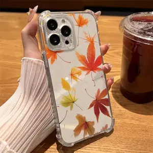 for iPhone Pro Max/Pro/Air/Plus/Xs Maple Leaf Phone Case – Autumn Aesthetic TPU Shockproof Protective Cover Protection