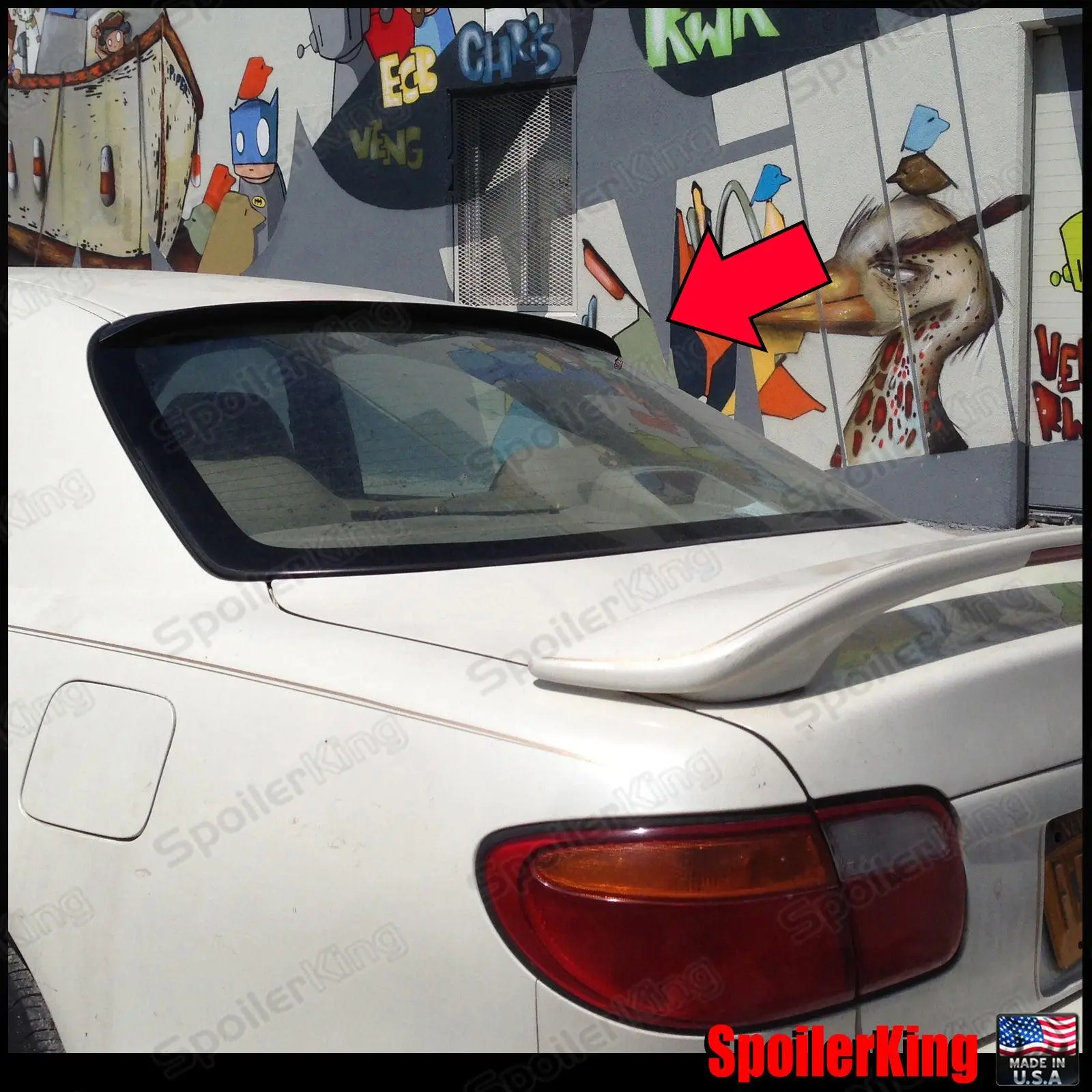 Spoiler King Rear Window Roof Spoiler for Mazda Millennia (1995-2002), 284r Model, Curved Shape, Flush Mount, Self-Adhesive Polyurethane Auto Body Replacement Part