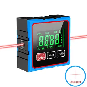 Upgraded Cross Laser Electronic Inclinometer, Magnetic Four Sides, High Precision, Durable USB Charging Level Angle Gauge, Industrial Tool