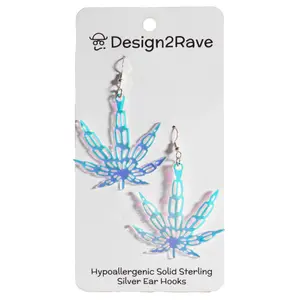 Iridescent Acrylic Cannabis Leaf Earrings