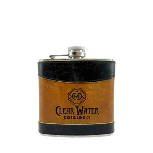 Clear Water Distilling Leather Flask