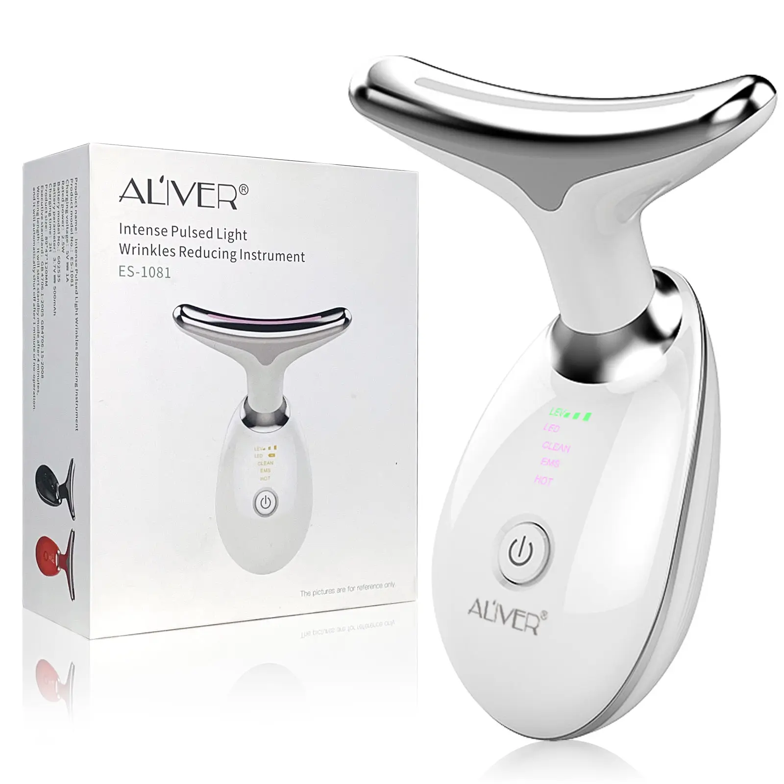 ALIVER 3-in-1 ABS Facial Massager - Cordless EMS Hot Face & Neck Device, 3 Modes for Skin Firming, Anti-Wrinkle, Lifting & Spot Fading, Rechargeable Li-Ion Battery, for Adults All Skin Types