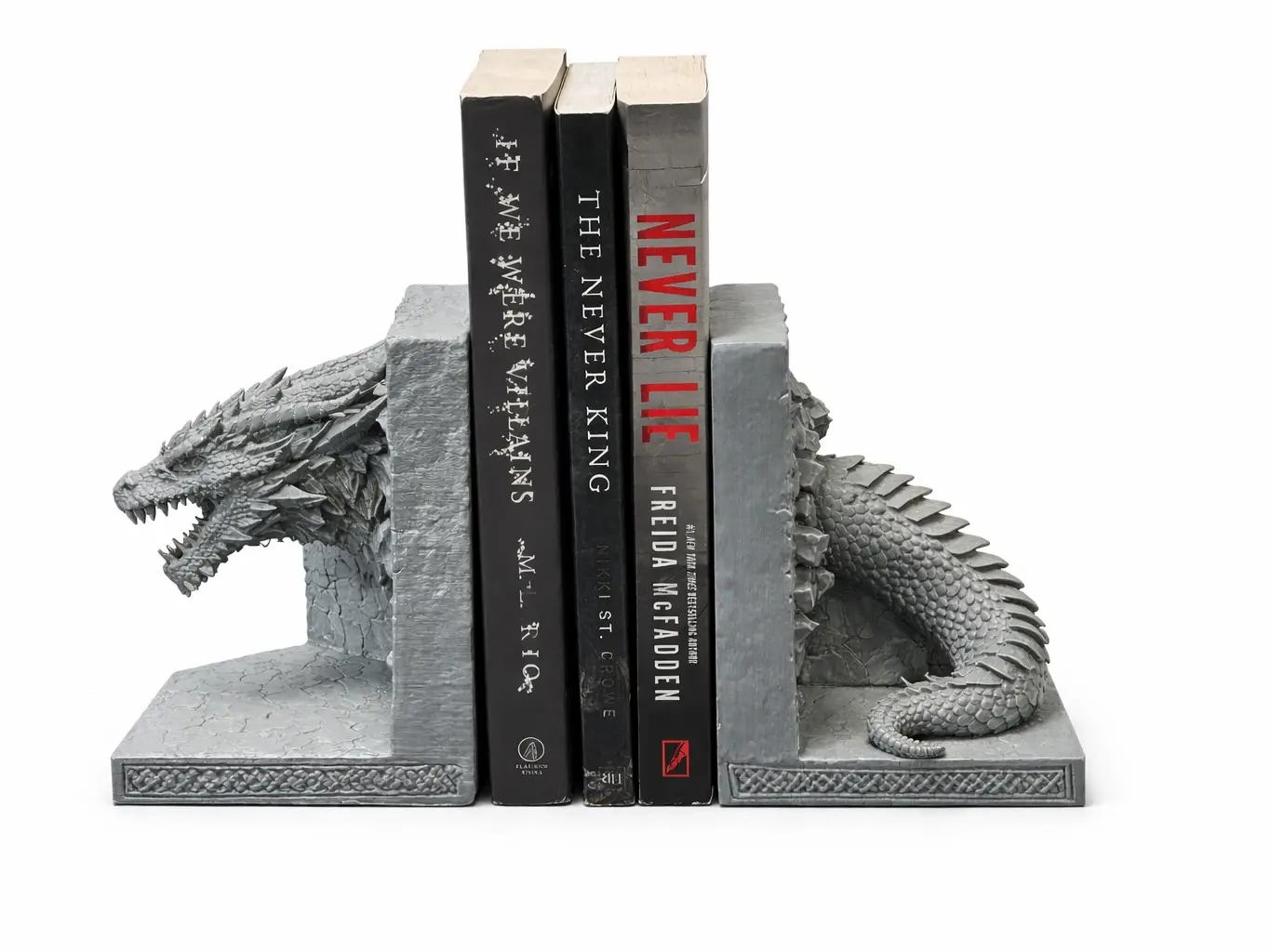 Dragon Head & Tail Bookend Set | Fantasy Bookshelf Organizer | 3D Printed Dragon Book Ends for Books, Manga & Collectibles
